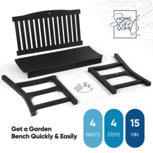 Outdoor Bench Set of 2 , All Weather Resistant Poly Lumber 2-Person Weatherproof Patio Garden Bench, Will not rot and fade, Outside Bench Suit for Garden, Porch ,Balcony, Poolside, Park - Black