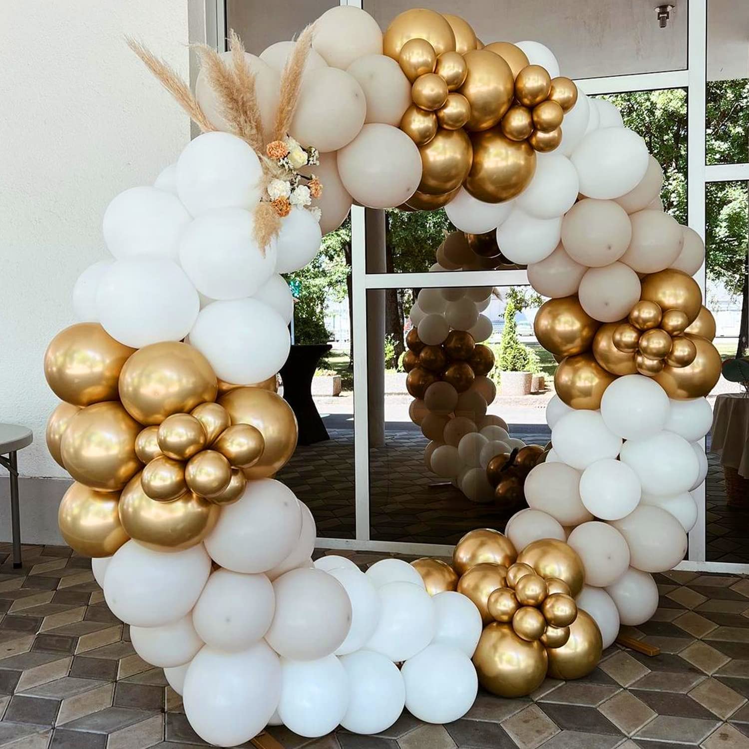 Kelfara Metallic Gold Balloons 60Pcs 12 inch Metallic Gold and Confetti Latex Balloon Bulk for Birthday Party Bridal Shower Wedding Engagement Anniversary Prom Decorations with Gold Ribbon