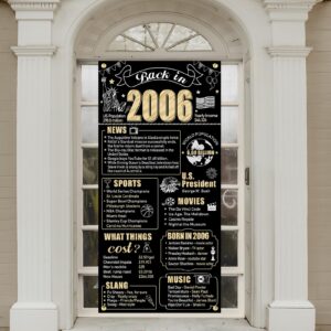 Eiurteao 18th Birthday Decorations Back in 2006 Door Banner for Boys Girls, Black Gold Happy 18 Birthday Door Cover Party Supplies, Eighteen Year Old Bday Background Poster Sign Decor