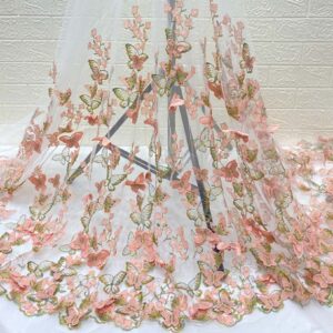 51" width organza tulle by the yard 3d embroidery butterfly floral tulle lace fabric sewing crafts wedding dress decor