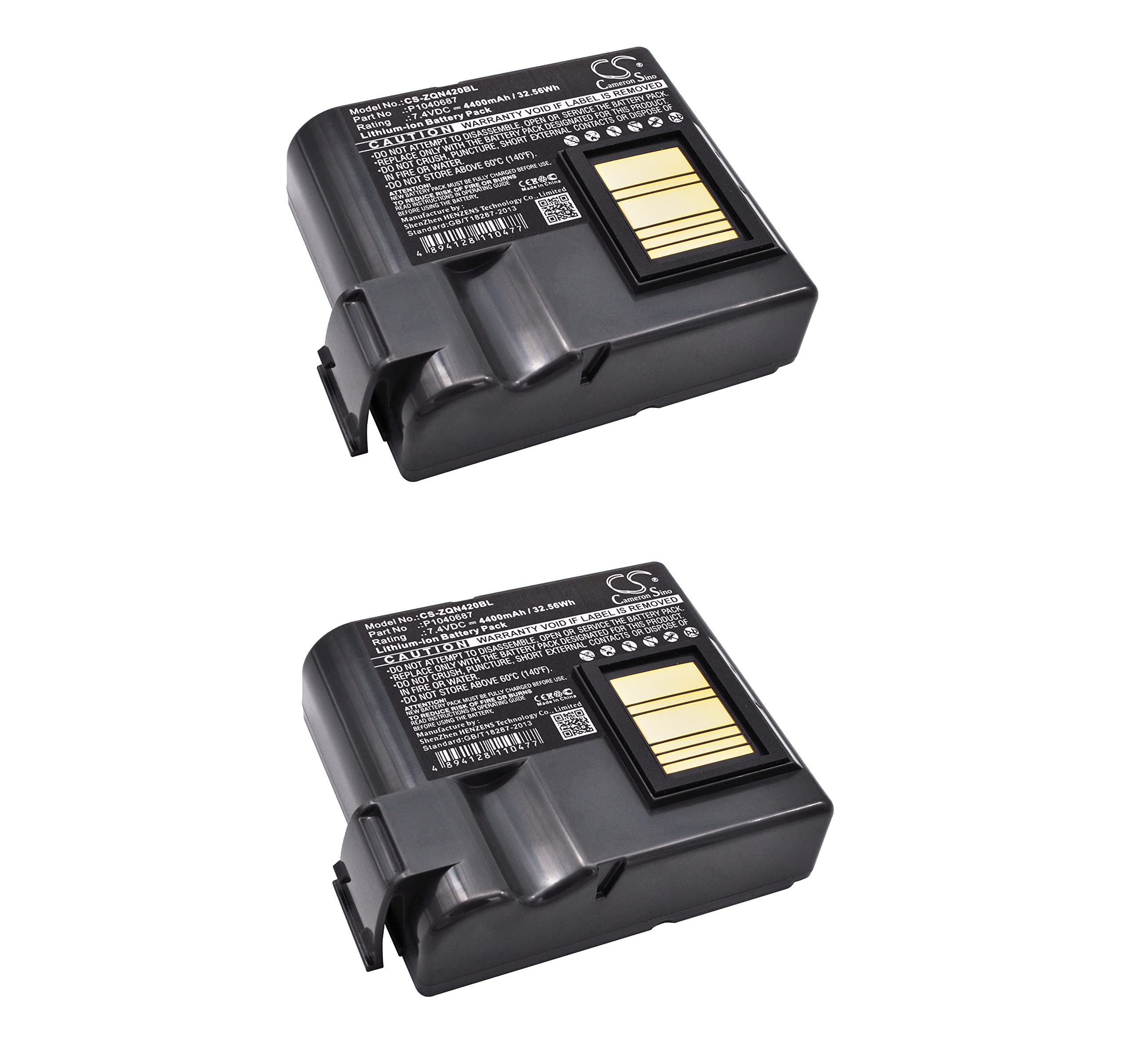 (2PACK) Replacement Battery for QLN420 ZQ630 P1040687 P1050667-016 BTRY-MPP-68MA1-01 Printer 4400mAh 7.4V