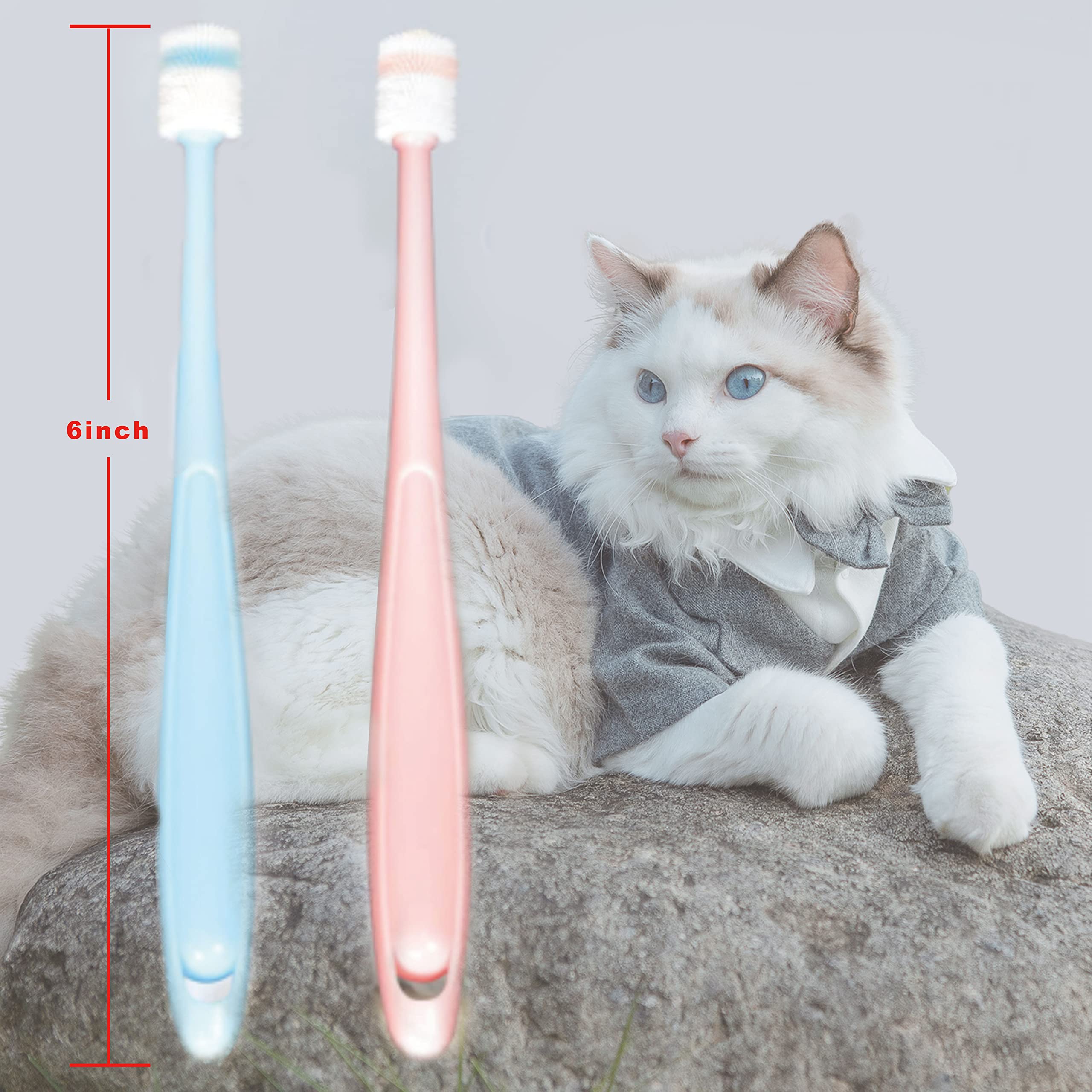 YMPEKA 3Pack Small Dog Toothbrush Cat Tooth Brush Brushing Kit pet Toothbrush Cat Dental Care,Deep Clean Acne Chin Treatment Suction Cup 360 Degree Silicone pet Toothbrush, for Cats Dogs