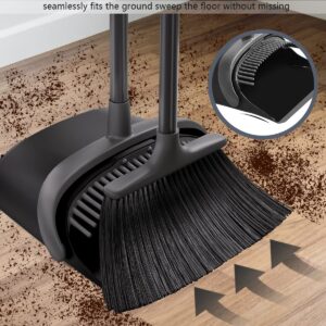 Upgrade Broom and Dustpan Set for Home, 52'' Long Handle, Standing Dustpan and Broom for Kitchen Office Lobby Floor