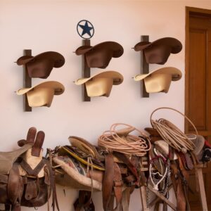 P-ALADIN Cowboy Hat Rack, Cowboy Hat Holder, 6 Pieces Western Hat Rack For Wall with Natural Wooden Board, Cowboy Hat Hanger for Wall Décor Keeps Original Shape of Hat