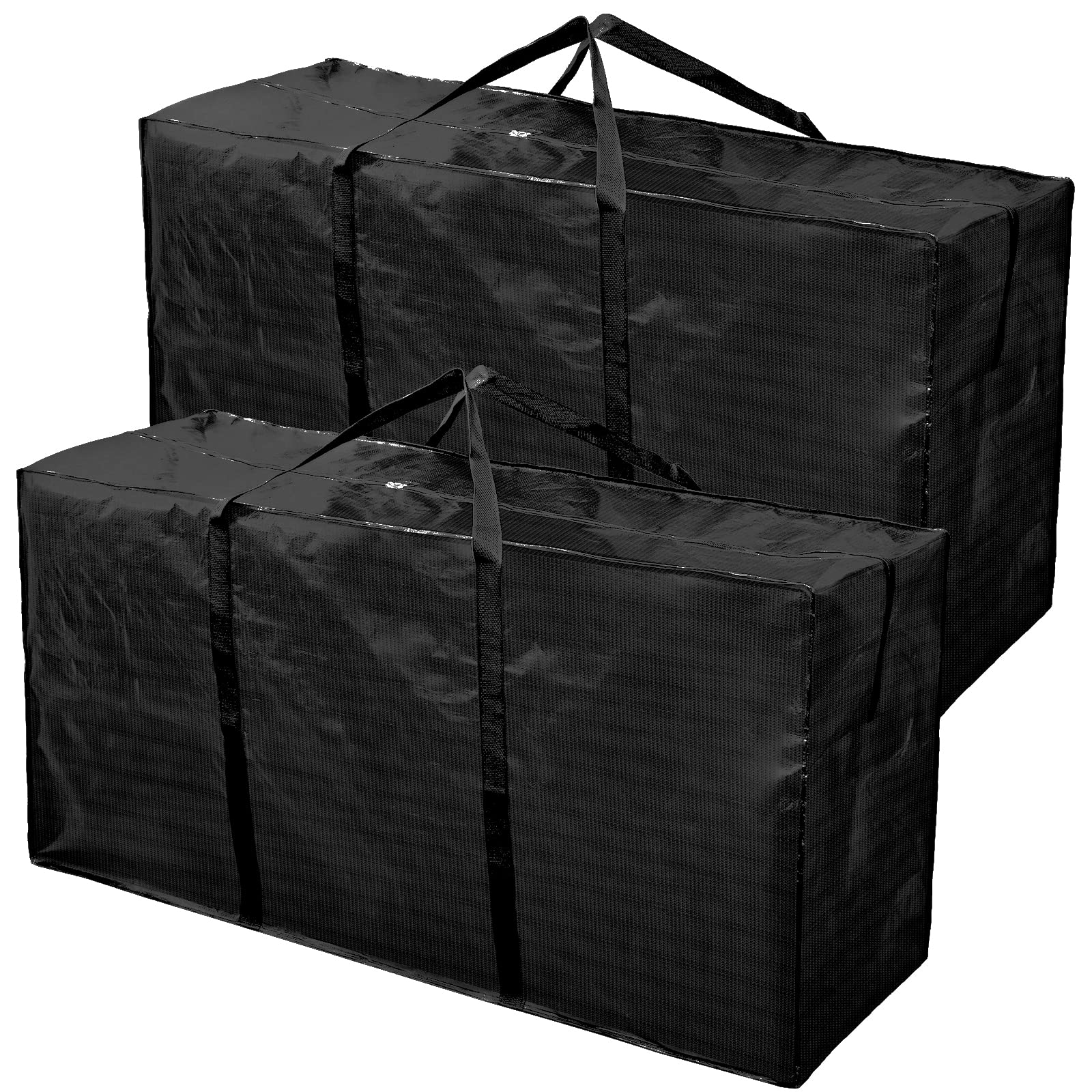 Elsjoy 2 Pack 250L Extra Large Moving Bags with Zippers & Handles, 45 x 16 x 22 Inch Black XXL Storage Bags Heavy Duty Over-Sized Storage Totes for Traveling, Moving, Camping