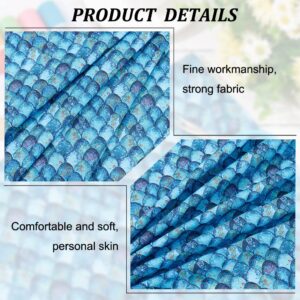 FINGERINSPIRE Mermaid Scales Fabric Cotton Fabric 39x57 inch Deep Sea Blue Polyester Fabric Mermaid Printed Fishscale Pattern Fabric Cloth for T-Shirt, Dress Sewing, DIY Craft, Tablecloth