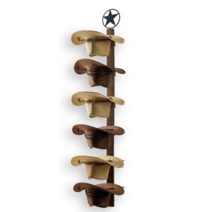 p-aladin cowboy hat rack, cowboy hat holder, 6 pieces western hat rack for wall with natural wooden board, cowboy hat hanger for wall décor keeps original shape of hat