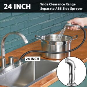 Kitchen Faucet with Sprayer, Brushed Nickel Stainless Steel Kitchen Sink Faucet with Side Sprayer, 3 Hole or 4 Hole Faucet for Kitchen RV Laundry Utility Sink