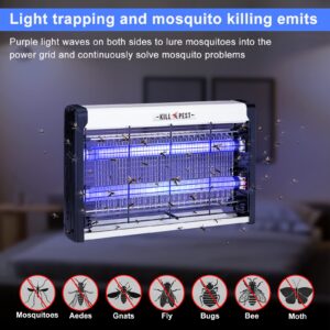 Electric Bug Zapper Indoor Insect Killer with Replacements Bulbs 20W Blue Light Powerful 2800V Attract Fly and Mosquito Traps with Circuit No Load Protection Outdoor Plug in Pest Control (4 Pcs)