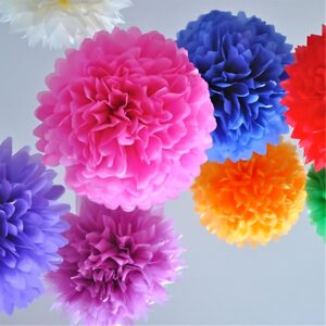 XIKSXITN 12 pc Rose Gold Gradient Tissue Paper Pom poms-Hanging Gold Dot White Paper Pom Poms Paper Flowers Ball for Party Decorative(8&10&12 inch)