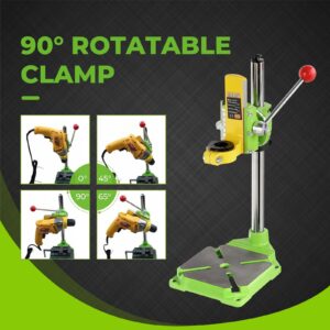 POWLAB Upgrade Floor Drill Press Stand Table with Rotary Tool, 90° Rotating Fixed Frame, Clamp for Hand Drill Benchtop Drilling Collet,Table Drill Press Kit Tool Holder for Benchtop Repair