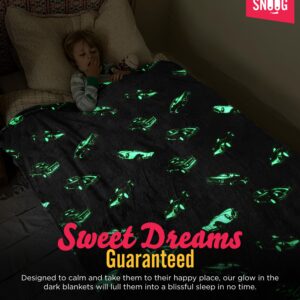 Kids Glow in The Dark Blanket - Kids Fleece Blankets for Girls & Boys - Soft Plush Kids Throw Blanket 50"x60" - Cars