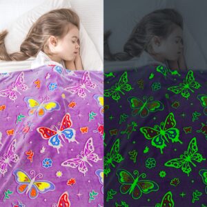 Gdindff Glow in The Dark Blanket Butterfly Gifts Toys for Girls Women Butterfly Blankets for Birthday Gifts for Kids