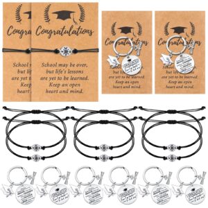 yinkin 16 set graduation gifts bulk includes 8 pcs compass bracelets and 8 pcs graduation keychain class of 2024 graduation souvenir gifts for congrats grad 2024 graduate college high school students