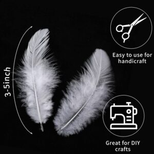 Soarer 300pcs White Feathers for Crafts - 3-5inch Feathers Bulk for Wedding Home Party, Dream Catcher Supplies and DIY Crafts(White)