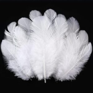 soarer 300pcs white feathers for crafts - 3-5inch feathers bulk for wedding home party, dream catcher supplies and diy crafts(white)