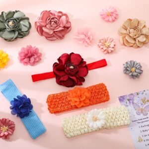 Geosar Baby Shower Games DIY Headband Making Kit Include Wooden Game Sign 60 Elastic Cute Flowers Hairbands 10 Round Fabrics with Tape for Baby Shower Guest Games(Greenery)