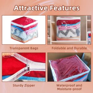 12 Pcs Large Clear Zippered Storage Bags - 12 x 12 x 12 Inches Blankets Storage Bags Plastic Storage Bags for Sweater Bed Sheet Organizer with Zipper for Closet Linen Sweater Bed Sheet Pillow