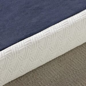 Best Price Mattress 4 Inch Metal Box Spring-Mattress Support with Wood Slats, Queen, Blue