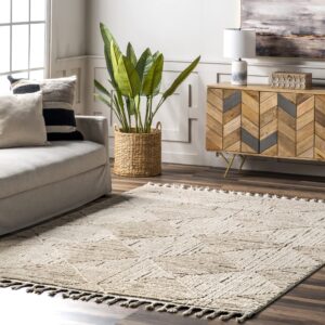 nuloom kerry geometric 7x9 area rug for living room bedroom dining room kitchen, beige