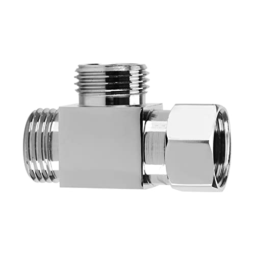 T Adapter for Toilet Bidet,3 8 to 1 2 Adapter Plumbing,Three Way T Adapter 1 2 Inch Toilet,Chrome Pipe Fittings 3 Way Brass Chrome Diverter G1 2 T Shape Adapter Value for Shower Arm Mounted