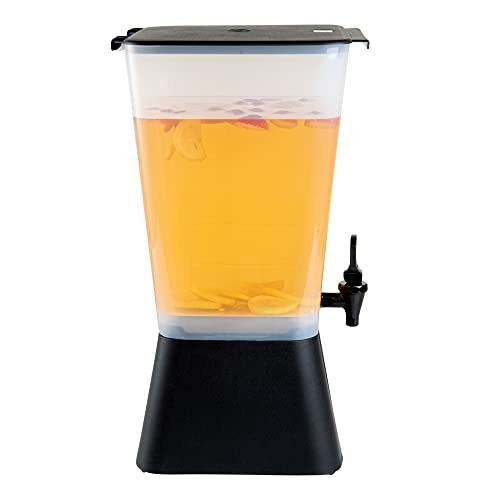 Restaurantware Bev Tek 5 Gallon Drink Dispenser 1 Dishwashable Beverage Dispenser--Detachable Tank Includes Decals Black Plastic Carnival Juice Dispenser With Stand Push-Button Spigot