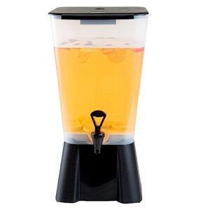 Restaurantware Bev Tek 5 Gallon Drink Dispenser 1 Dishwashable Beverage Dispenser--Detachable Tank Includes Decals Black Plastic Carnival Juice Dispenser With Stand Push-Button Spigot