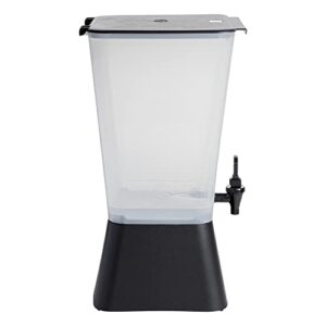 Restaurantware Bev Tek 5 Gallon Drink Dispenser 1 Dishwashable Beverage Dispenser--Detachable Tank Includes Decals Black Plastic Carnival Juice Dispenser With Stand Push-Button Spigot