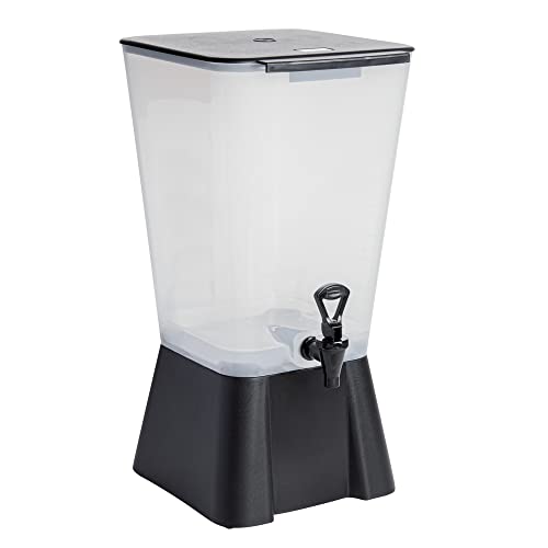 Restaurantware Bev Tek 5 Gallon Drink Dispenser 1 Dishwashable Beverage Dispenser--Detachable Tank Includes Decals Black Plastic Carnival Juice Dispenser With Stand Push-Button Spigot