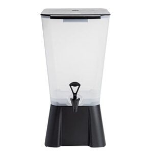 Restaurantware Bev Tek 5 Gallon Drink Dispenser 1 Dishwashable Beverage Dispenser--Detachable Tank Includes Decals Black Plastic Carnival Juice Dispenser With Stand Push-Button Spigot