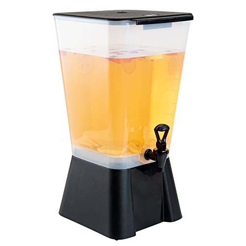 Restaurantware Bev Tek 5 Gallon Drink Dispenser 1 Dishwashable Beverage Dispenser--Detachable Tank Includes Decals Black Plastic Carnival Juice Dispenser With Stand Push-Button Spigot