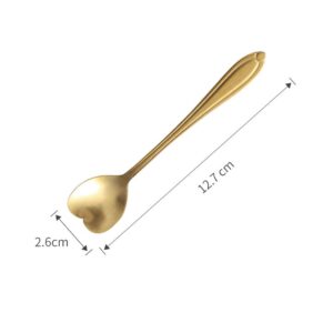 Set of 10 Heart-Shaped Gold Stainless Steel Spoons for Coffee, Desserts, and Tea - Ideal for Sugar, Stirring, Ice Cream, and Cake 5inch