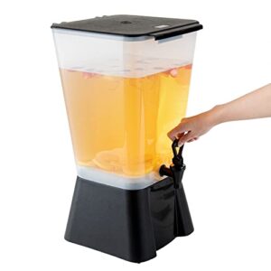 Restaurantware Bev Tek 5 Gallon Drink Dispenser 1 Dishwashable Beverage Dispenser--Detachable Tank Includes Decals Black Plastic Carnival Juice Dispenser With Stand Push-Button Spigot