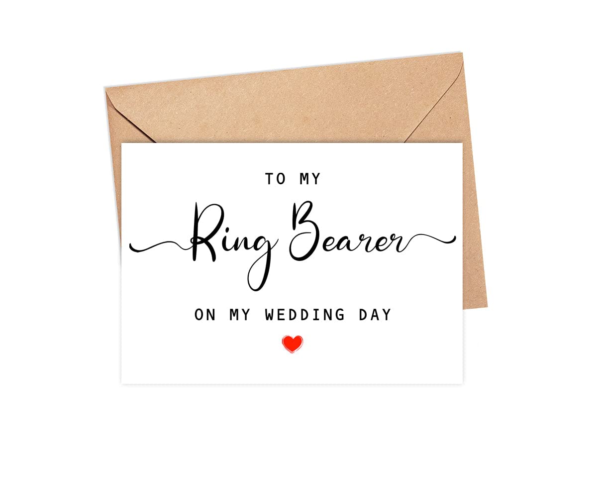 To My Ring Bearer On My Wedding Day Card - Wedding Day Card - Family Of The Bride Or Groom Cards - Wedding Party Card - Calligraphy Card Ring Bearer Wedding Day - Thank You Wedding Card