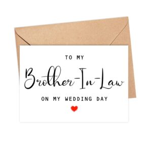 To My Brother-In-Law On My Wedding Day Card - Wedding Day Card - Family Of The Bride Or Groom Cards - Wedding Party Card - Calligraphy Card Brother-In-Law Wedding Day - Thank You Wedding Card