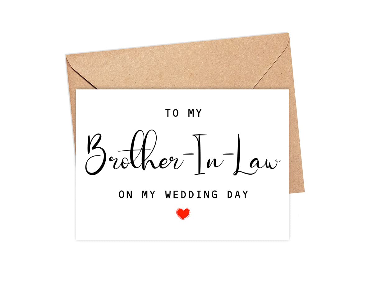 To My Brother-In-Law On My Wedding Day Card - Wedding Day Card - Family Of The Bride Or Groom Cards - Wedding Party Card - Calligraphy Card Brother-In-Law Wedding Day - Thank You Wedding Card