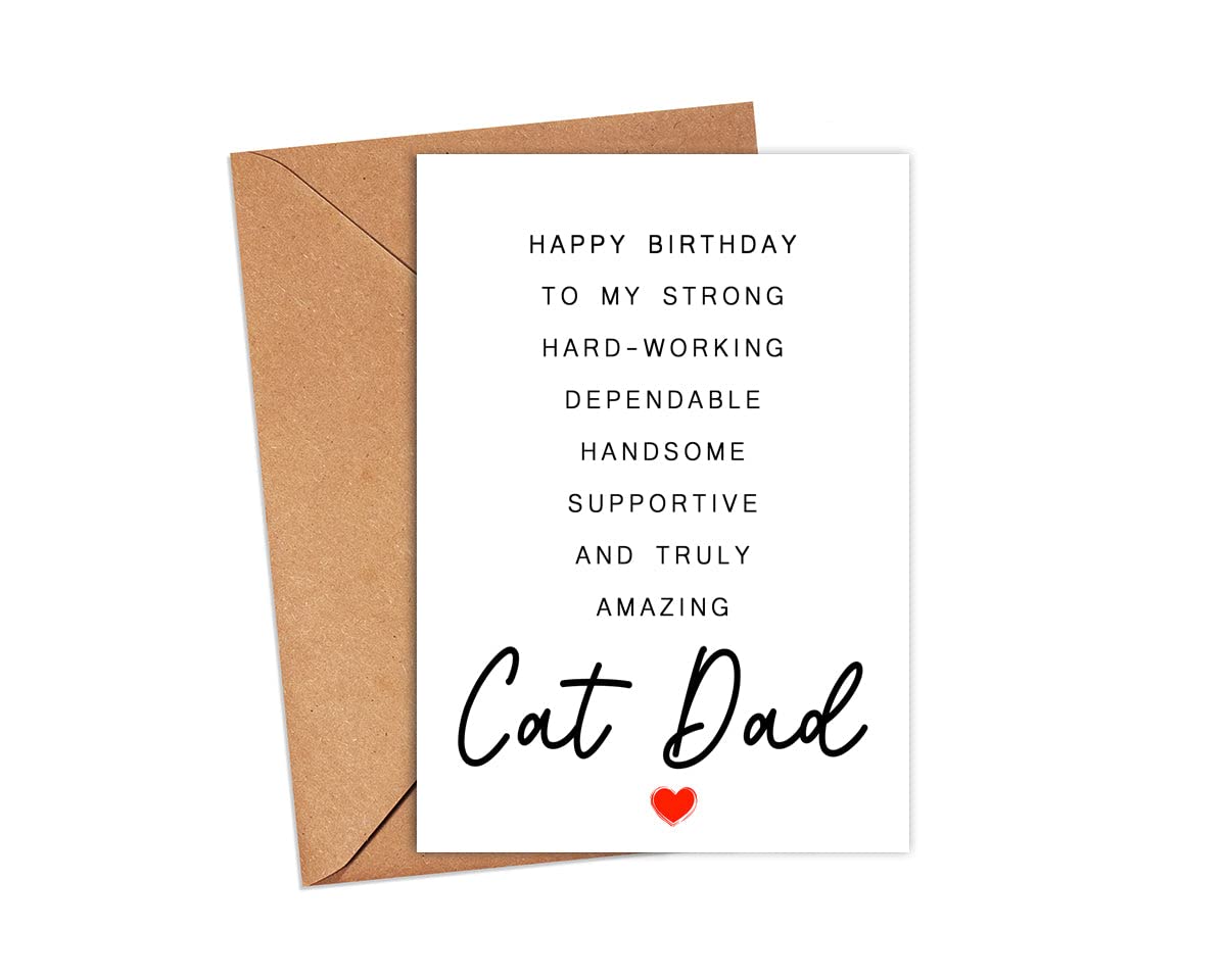 Cat Dad Birthday Card - Poem Birthday Card To Amazing Cat Dad - Birthday Card For Cat Dad - Poem Card - Gift For Him - Father's Day Gift - Cat Dad Card