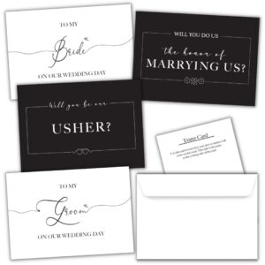 4 pack for my bride wedding card for husband card set - officiant proposal card, will you be our usher card - wedding day cards to husband to the bride card set with wedding officiant proposal and