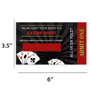 QZCYU Casino Birthday Party Invitation. Casino Ticket. Casino Party Invite. Las Vegas Invitation. (20 Invitations + Envelopes)