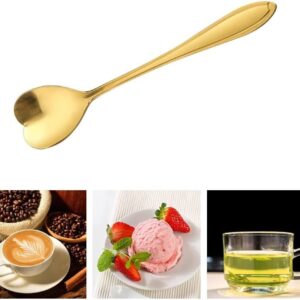 Set of 10 Heart-Shaped Gold Stainless Steel Spoons for Coffee, Desserts, and Tea - Ideal for Sugar, Stirring, Ice Cream, and Cake 5inch