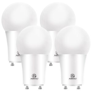 energetic led gu24 light bulb, a19 shape 100 watt equivalent (11w), 5000k daylight, 1400 lumens high output, non-dimmable, 2 pin led light bulb, etl listed, 4 packs