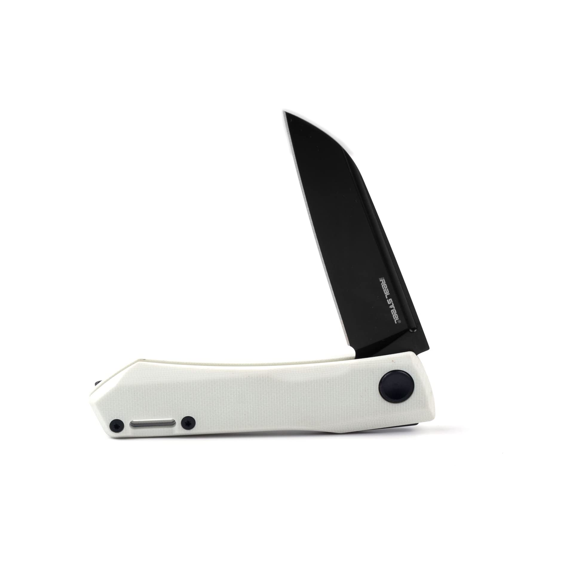 Real Steel Solis Lite Premium Pocket Knife - D2 Blade and G10 Handles - Perfect for Camping, Hiking, Daily Cutting Tasks - EDC Knife for Men Women - White