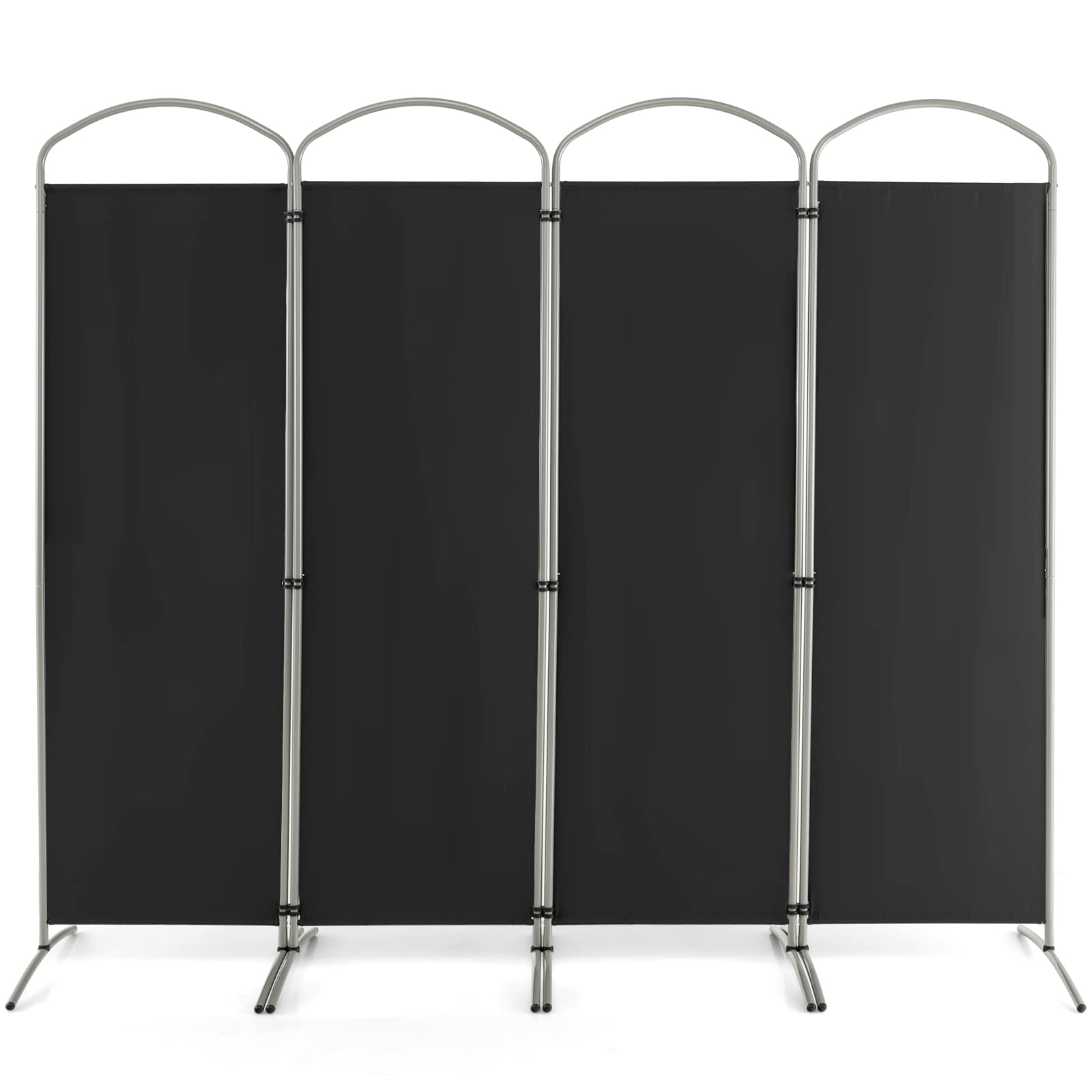 GOFLAME 4 Panels Room Divider, 6 Ft Folding Privacy Screen with Stable Metal Frame, Freestanding Fabric Wall Divider and Separator, Portable Room Partition Screen for Home Office Hospital, White