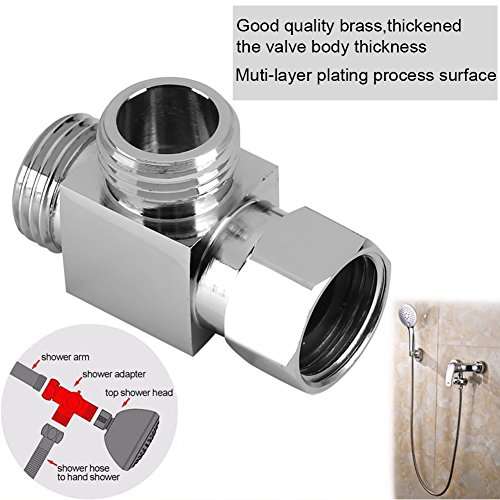 T Adapter for Toilet Bidet,3 8 to 1 2 Adapter Plumbing,Three Way T Adapter 1 2 Inch Toilet,Chrome Pipe Fittings 3 Way Brass Chrome Diverter G1 2 T Shape Adapter Value for Shower Arm Mounted