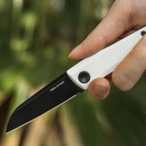 Real Steel Solis Lite Premium Pocket Knife - D2 Blade and G10 Handles - Perfect for Camping, Hiking, Daily Cutting Tasks - EDC Knife for Men Women - White