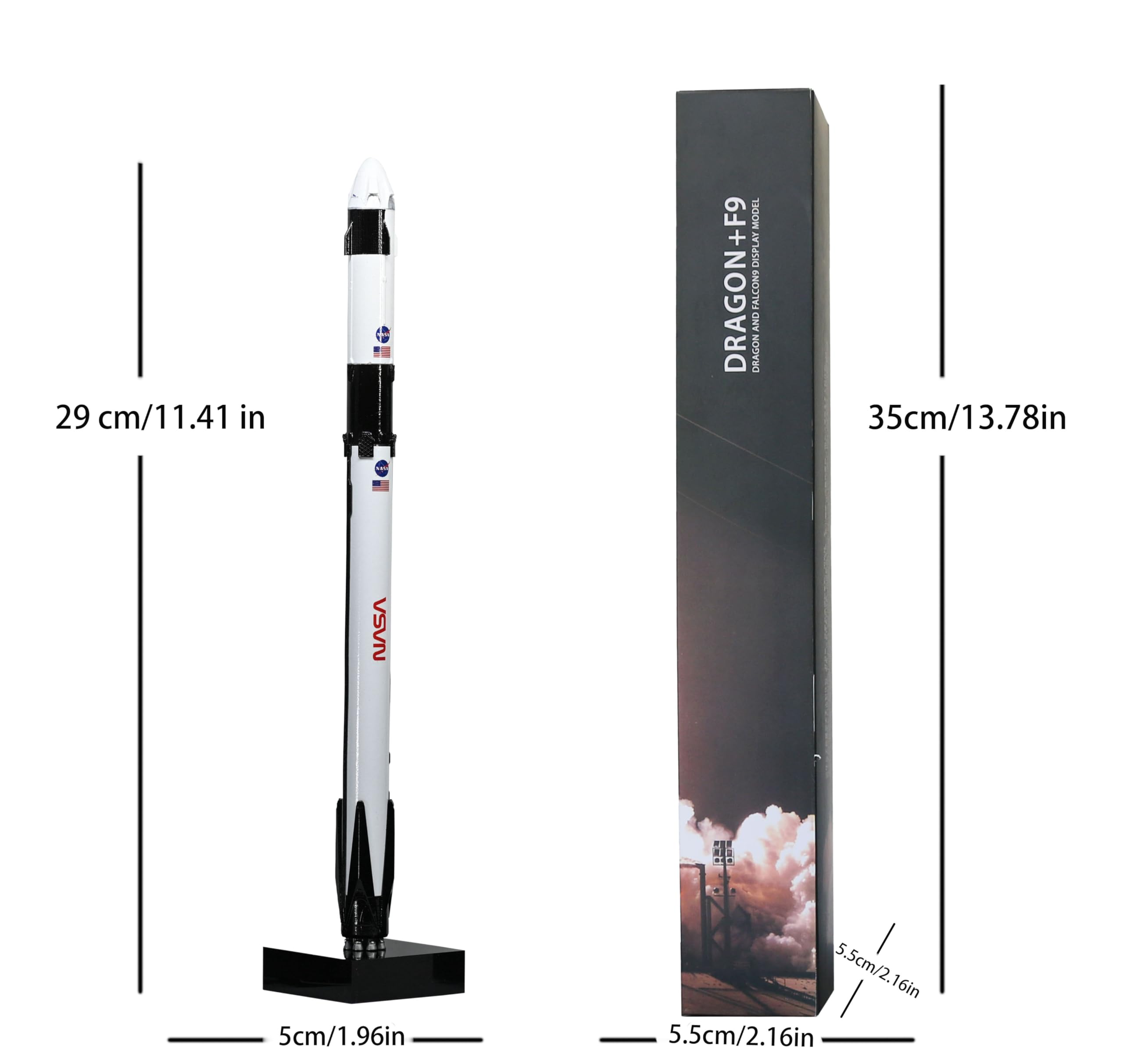 wltk Space X Falcon 9 + Dragon 1/233 Diecast Rocket Model