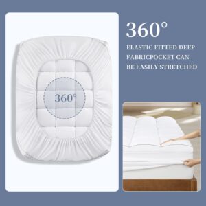 REDASW Mattress Pad Queen Size,Extra Thick Cooling Mattress Cover,Mattress Topper with 8-21" Deep Pocket,Mattress Pad Cover Cotton Top,White, 60x80 Inches