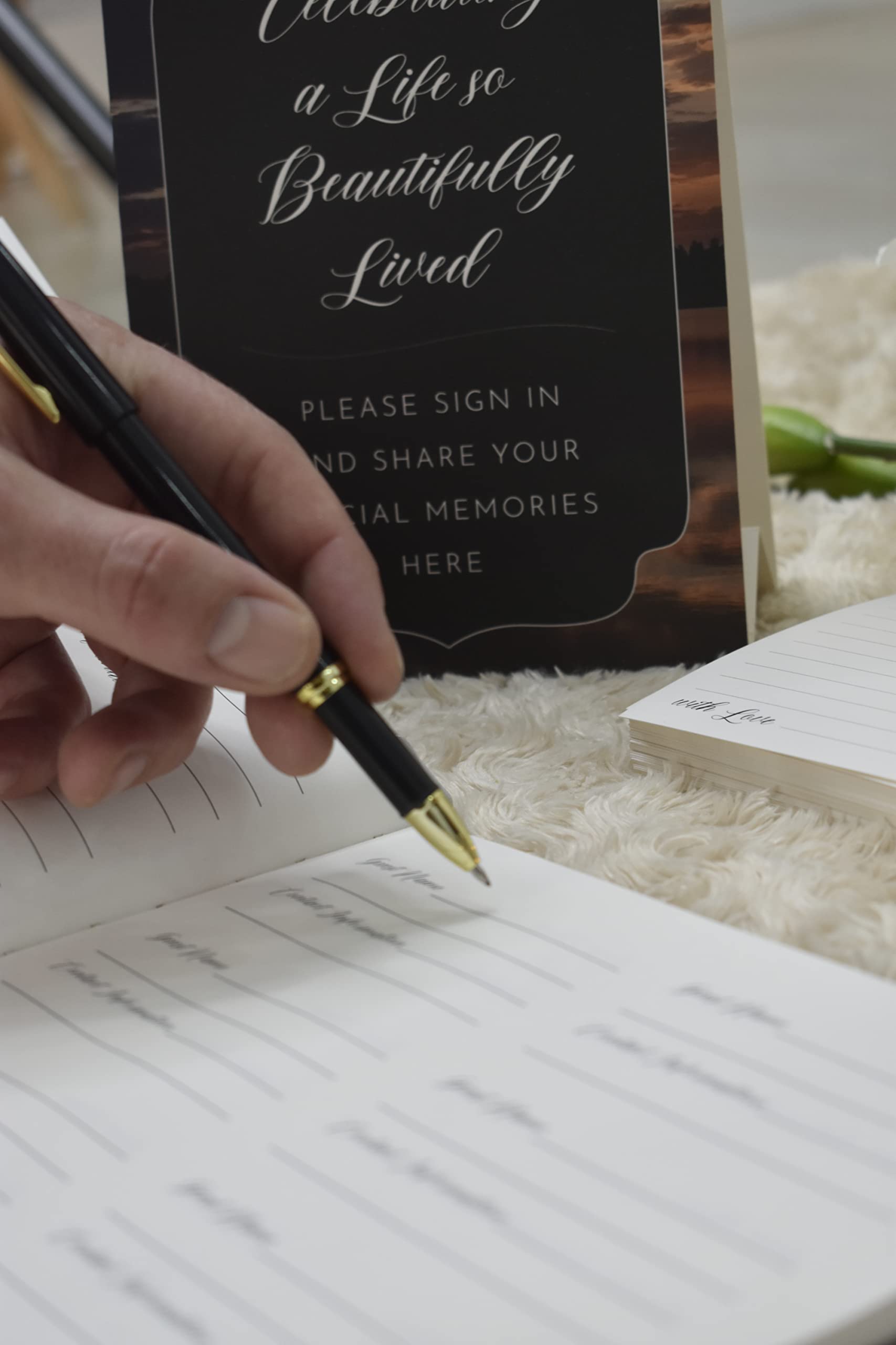 Portiche Funeral Guest Book Includes 60 Memory Cards, Pen, Table Sign, Card Box, 474 Guests Entry, Funeral Guest Book, Guest Book for Funeral, Guest Book for Funeral, Celebration of Life