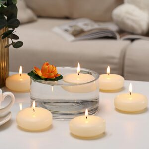 qinxiang 36 Pack Floating Candles, 3” Ivory Unscented Dripless Wax Burning Candles, for Cylinder Vases, Weddings, Party and Holiday …