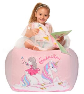 yoweenton unicorn bean bag chair for girls room decor, stuffed animal storage pink, gifts for girls, medium size,velvet extra soft cover only